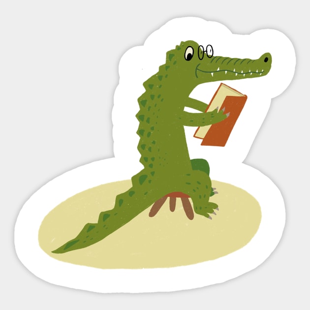 Crocodile Reading Sticker by Das Brooklyn